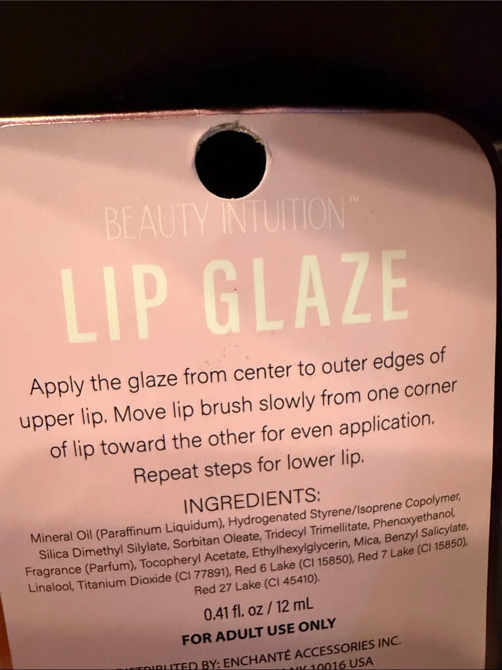 Beauty Intuition Lip Glaze - Peony Breeze Pink NIB .41 oz.